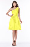 ColsBM Kristen Pale Yellow Classic Sleeveless Satin Knee Length Plainness Bridesmaid Dresses