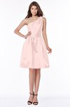 ColsBM Kristen Pastel Pink Classic Sleeveless Satin Knee Length Plainness Bridesmaid Dresses