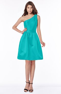 ColsBM Kristen Viridian Green Classic Sleeveless Satin Knee Length Plainness Bridesmaid Dresses