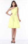 ColsBM Kristen Wax Yellow Classic Sleeveless Satin Knee Length Plainness Bridesmaid Dresses