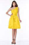 ColsBM Kristen Yellow Classic Sleeveless Satin Knee Length Plainness Bridesmaid Dresses