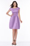 ColsBM Noor Begonia Modest Scoop Short Sleeve Zip up Satin Plainness Bridesmaid Dresses