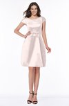 ColsBM Noor Blush Modest Scoop Short Sleeve Zip up Satin Plainness Bridesmaid Dresses