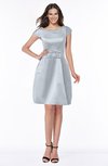 ColsBM Noor Silver Modest Scoop Short Sleeve Zip up Satin Plainness Bridesmaid Dresses