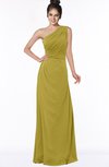 ColsBM Daniela Golden Olive Glamorous A-line Sleeveless Zip up Chiffon Ruching Bridesmaid Dresses