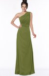 ColsBM Daniela Olive Green Glamorous A-line Sleeveless Zip up Chiffon Ruching Bridesmaid Dresses