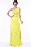 ColsBM Daniela Pale Yellow Glamorous A-line Sleeveless Zip up Chiffon Ruching Bridesmaid Dresses
