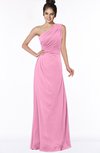 ColsBM Daniela Pink Glamorous A-line Sleeveless Zip up Chiffon Ruching Bridesmaid Dresses