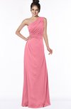 ColsBM Daniela Watermelon Glamorous A-line Sleeveless Zip up Chiffon Ruching Bridesmaid Dresses