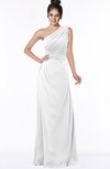 ColsBM Daniela White Glamorous A-line Sleeveless Zip up Chiffon Ruching Bridesmaid Dresses