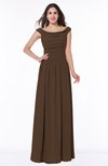 ColsBM Lillian Chocolate Brown Gorgeous A-line Short Sleeve Zip up Chiffon Floor Length Bridesmaid Dresses