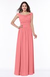 ColsBM Lillian Coral Gorgeous A-line Short Sleeve Zip up Chiffon Floor Length Bridesmaid Dresses