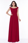 ColsBM Lillian Dark Red Gorgeous A-line Short Sleeve Zip up Chiffon Floor Length Bridesmaid Dresses