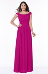 ColsBM Lillian Hot Pink Gorgeous A-line Short Sleeve Zip up Chiffon Floor Length Bridesmaid Dresses