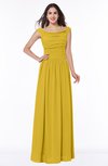 ColsBM Lillian Lemon Curry Gorgeous A-line Short Sleeve Zip up Chiffon Floor Length Bridesmaid Dresses