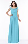 ColsBM Lillian Light Blue Gorgeous A-line Short Sleeve Zip up Chiffon Floor Length Bridesmaid Dresses