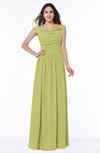 ColsBM Lillian Linden Green Gorgeous A-line Short Sleeve Zip up Chiffon Floor Length Bridesmaid Dresses