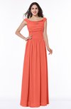 ColsBM Lillian Living Coral Gorgeous A-line Short Sleeve Zip up Chiffon Floor Length Bridesmaid Dresses