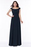 ColsBM Lillian Navy Blue Gorgeous A-line Short Sleeve Zip up Chiffon Floor Length Bridesmaid Dresses