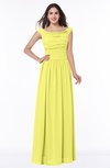 ColsBM Lillian Pale Yellow Gorgeous A-line Short Sleeve Zip up Chiffon Floor Length Bridesmaid Dresses