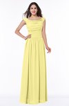 ColsBM Lillian Pastel Yellow Gorgeous A-line Short Sleeve Zip up Chiffon Floor Length Bridesmaid Dresses