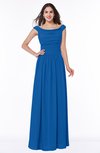 ColsBM Lillian Royal Blue Gorgeous A-line Short Sleeve Zip up Chiffon Floor Length Bridesmaid Dresses