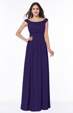 ColsBM Lillian Royal Purple Gorgeous A-line Short Sleeve Zip up Chiffon Floor Length Bridesmaid Dresses