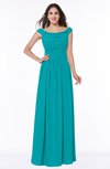 ColsBM Lillian Teal Gorgeous A-line Short Sleeve Zip up Chiffon Floor Length Bridesmaid Dresses