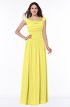 ColsBM Lillian Yellow Iris Gorgeous A-line Short Sleeve Zip up Chiffon Floor Length Bridesmaid Dresses