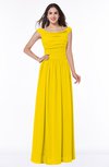 ColsBM Lillian Yellow Gorgeous A-line Short Sleeve Zip up Chiffon Floor Length Bridesmaid Dresses