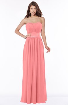 ColsBM Sabrina Coral Elegant Sweetheart Sleeveless Zip up Ruching Bridesmaid Dresses