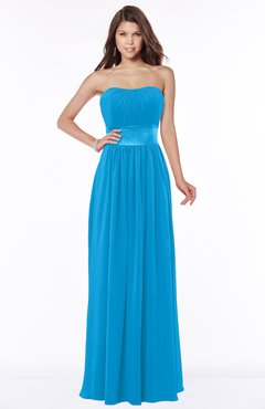 ColsBM Sabrina Cornflower Blue Elegant Sweetheart Sleeveless Zip up Ruching Bridesmaid Dresses