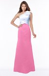 ColsBM Ariella Carnation Pink Modest Fishtail One Shoulder Sleeveless Satin Sweep Train Bridesmaid Dresses