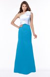 ColsBM Ariella Cornflower Blue Modest Fishtail One Shoulder Sleeveless Satin Sweep Train Bridesmaid Dresses