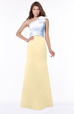 ColsBM Ariella Cornhusk Modest Fishtail One Shoulder Sleeveless Satin Sweep Train Bridesmaid Dresses