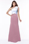 ColsBM Ariella Silver Pink Modest Fishtail One Shoulder Sleeveless Satin Sweep Train Bridesmaid Dresses