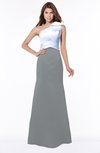 ColsBM Ariella Silver Sconce Modest Fishtail One Shoulder Sleeveless Satin Sweep Train Bridesmaid Dresses