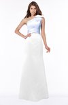 ColsBM Ariella White Modest Fishtail One Shoulder Sleeveless Satin Sweep Train Bridesmaid Dresses