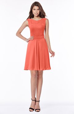 ColsBM Maisie Living Coral Plain A-line Sleeveless Chiffon Plainness Bridesmaid Dresses