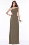 ColsBM Eliana Carafe Brown Glamorous A-line Short Sleeve Zip up Chiffon Floor Length Bridesmaid Dresses