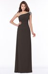 ColsBM Eliana Fudge Brown Glamorous A-line Short Sleeve Zip up Chiffon Floor Length Bridesmaid Dresses