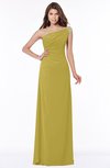 ColsBM Eliana Golden Olive Glamorous A-line Short Sleeve Zip up Chiffon Floor Length Bridesmaid Dresses