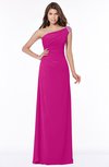 ColsBM Eliana Hot Pink Glamorous A-line Short Sleeve Zip up Chiffon Floor Length Bridesmaid Dresses