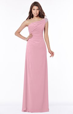 ColsBM Eliana Light Coral Glamorous A-line Short Sleeve Zip up Chiffon Floor Length Bridesmaid Dresses