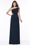 ColsBM Eliana Navy Blue Glamorous A-line Short Sleeve Zip up Chiffon Floor Length Bridesmaid Dresses