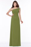 ColsBM Eliana Olive Green Glamorous A-line Short Sleeve Zip up Chiffon Floor Length Bridesmaid Dresses