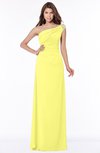 ColsBM Eliana Pale Yellow Glamorous A-line Short Sleeve Zip up Chiffon Floor Length Bridesmaid Dresses