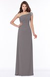 ColsBM Eliana Ridge Grey Glamorous A-line Short Sleeve Zip up Chiffon Floor Length Bridesmaid Dresses