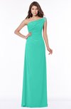ColsBM Eliana Viridian Green Glamorous A-line Short Sleeve Zip up Chiffon Floor Length Bridesmaid Dresses