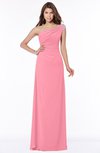 ColsBM Eliana Watermelon Glamorous A-line Short Sleeve Zip up Chiffon Floor Length Bridesmaid Dresses